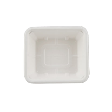 1000 Pieces Biodegradable Hinged 25 Oz Rectangular Container Base Only - Natural Disposable | Eco-Friendly & Compostable