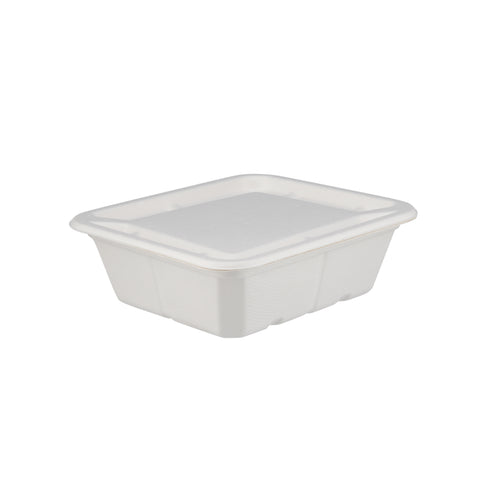 1000 Pieces Biodegradable Hinged 25 Oz Rectangular Container Base Only - Natural Disposable | Eco-Friendly & Compostable