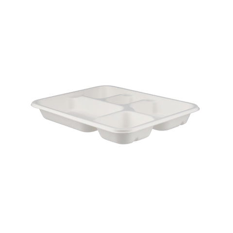 500 Pieces Biodegradable 5 Compartment Meal Tray - Natural Disposable | Eco-Friendly & Compostable