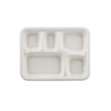 500 Pieces Biodegradable 5 Compartment Meal Tray - Natural Disposable | Eco-Friendly & Compostable