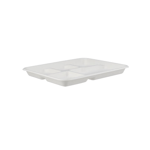 500 Pieces Biodegradable 5 Compartment Tray - Natural Disposable | Eco-Friendly & Compostable