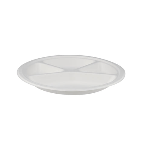 500 pieces Biodegradable 12 inch round 4 compartment plate - Natural Disposable | Eco-Friendly & Compostable