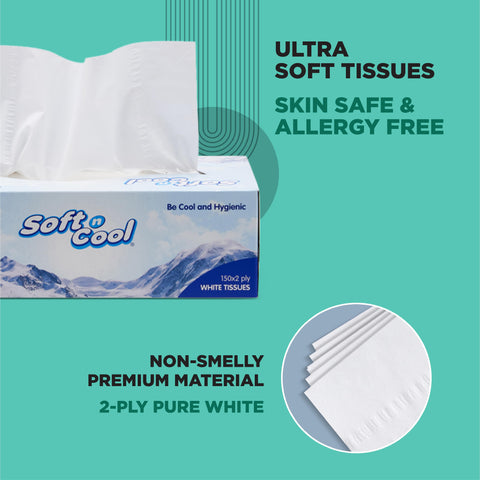 30 Boxes Soft N Cool Facial Tissue 150 Sheets x 2 Ply